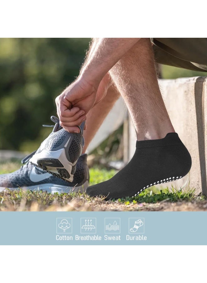 اسرلي وايت 8 أزواج من جوارب اليوجا غير القابلة للانزلاق مع مقابض للنساء والرجال وجوارب بيلاتيس المتماسكة من القطن للمستشفى والمنزل - Image 3